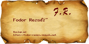Fodor Rezső névjegykártya